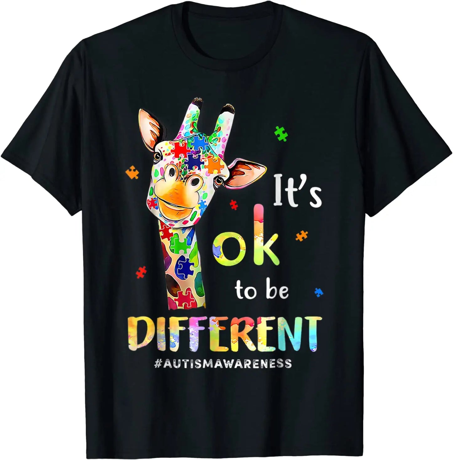 Autism Awareness T-Shirt Cute Giraffe Animals Be Differents Graphic Tee Tops Proud Autism Family Matching Outfits Novelty Gifts