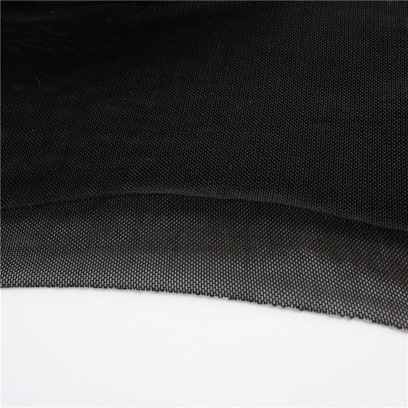 Hot Summer Sexy Top Ultra Short Perspective Round Neck Long Sleeve Solid Color Transparent T-shirt Women's Top