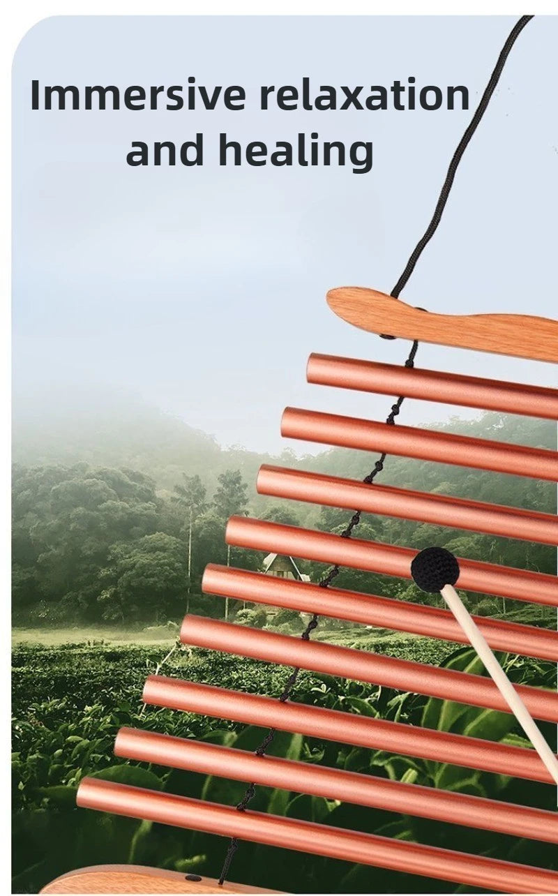 Hand-cranked Metal 9-tone Sound Beam Yoga Meditation Swinging Wind Chime Portable Healing Musical Instruments Percussion