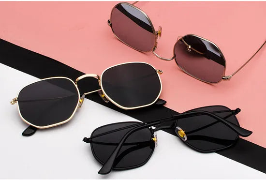 Hexagon Polarized  Sunglasses 2024 Men Women Square Polygon Sun Glasses Luxury Brand Design Retro Frame Eyewear de sol hombre
