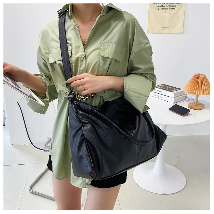 Big Black Tote Bags for Women Large Hobo Shopper Bag Roomy Handbag Quality Soft Leather Crossbody Bag Ladies Travel Shoulder Bag