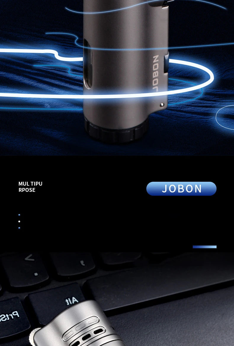 JOBON Inflatable 4 Torch Jet Windproof Lighter Metal Grinding Wheel Flint Lighter Gas Butane Inflatable Gift Cigar Lighter