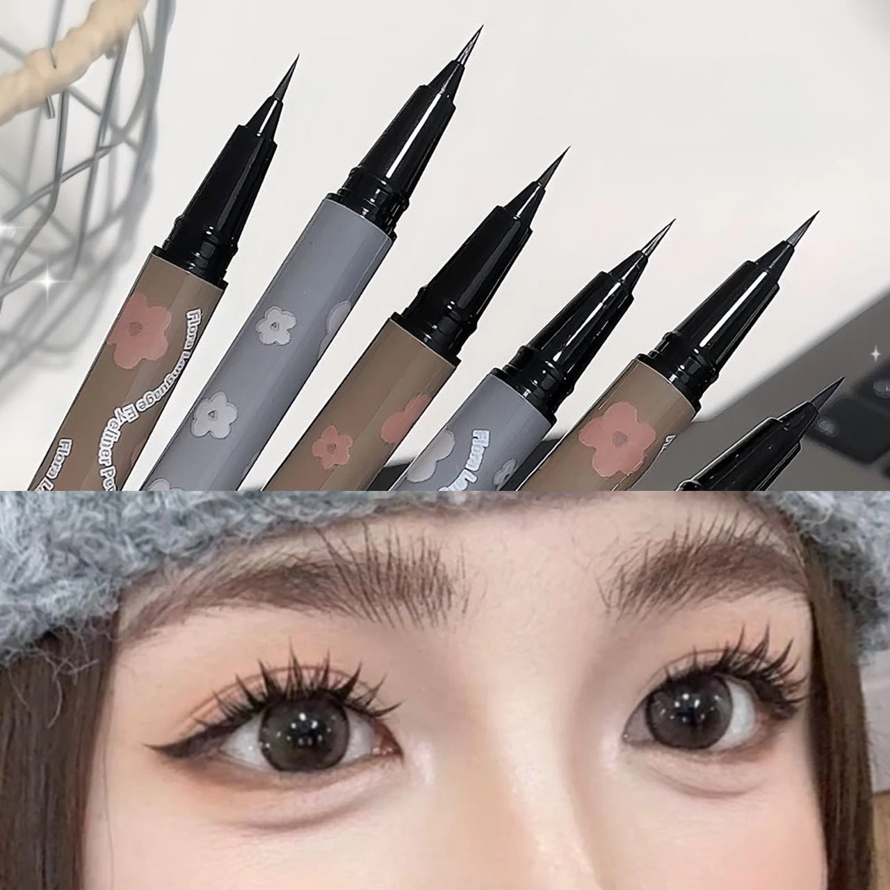 SWEETMINT Eyeliner Pen Quick Dry Liquid Eye Liner Easy To Draw Ultra-fine Lying Silkworm Pencil Black Brown Lower Eyelash Makeup