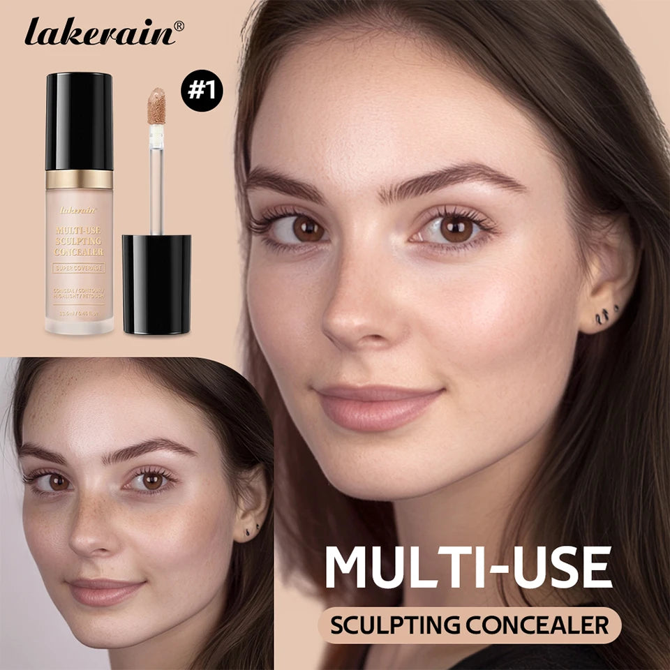 Lakerain Multi-purpose Concealer For Face Covers Freckles Even Skin Tone Moisturizing Long-lasting Sculpting Liquid Concealer