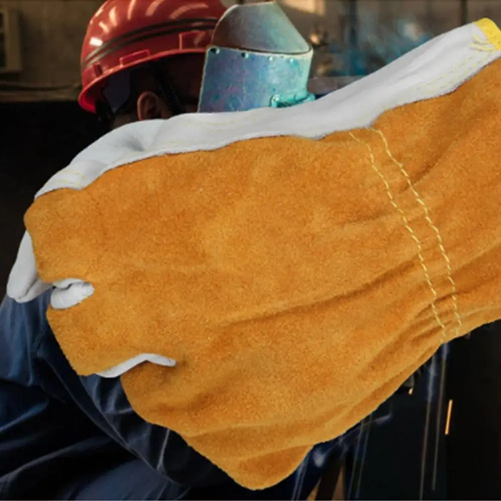 1 Pair Security Protection Welding Gloves Safety Labor Protection Leather Work Gloves Soft Leather Heat Resistant