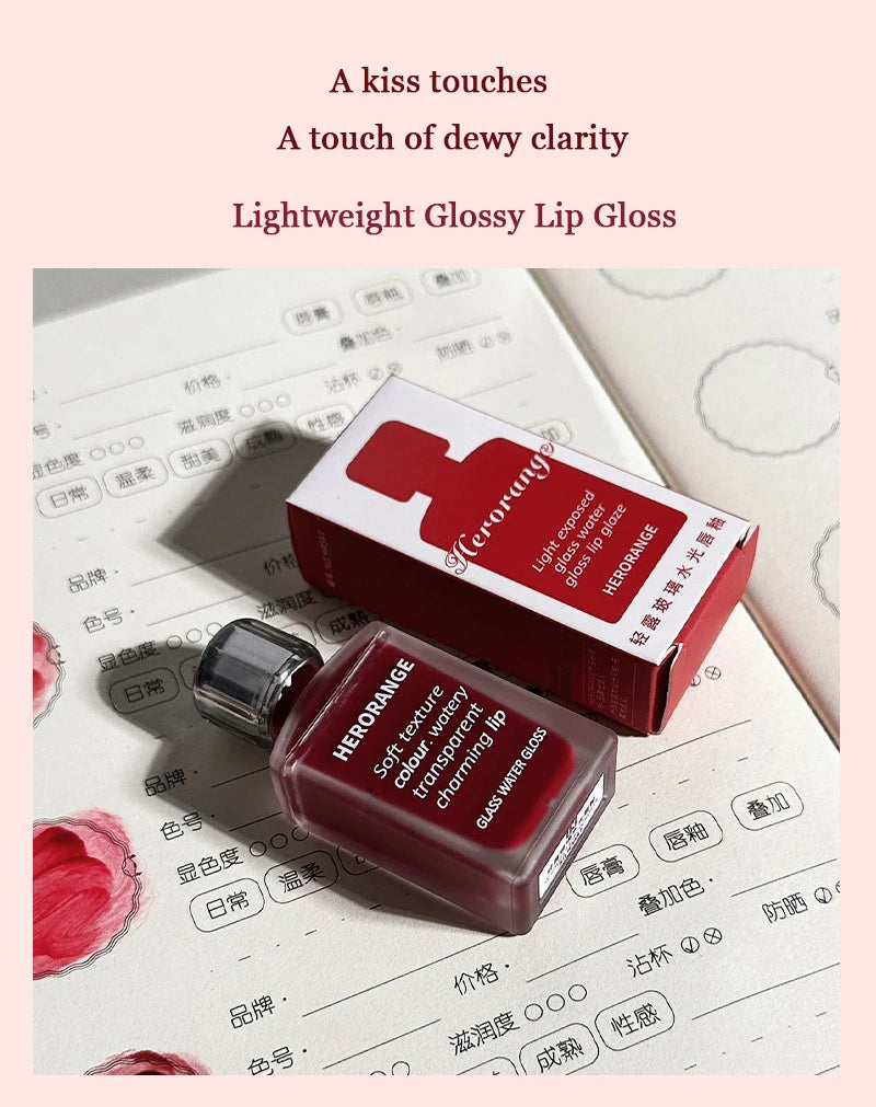 6 colors Light Glass-Like Lip Lacquer - Mirror Shine, Hydrating Formula; Smudge-Proof, Long-Wear, and Skin-Brightening
