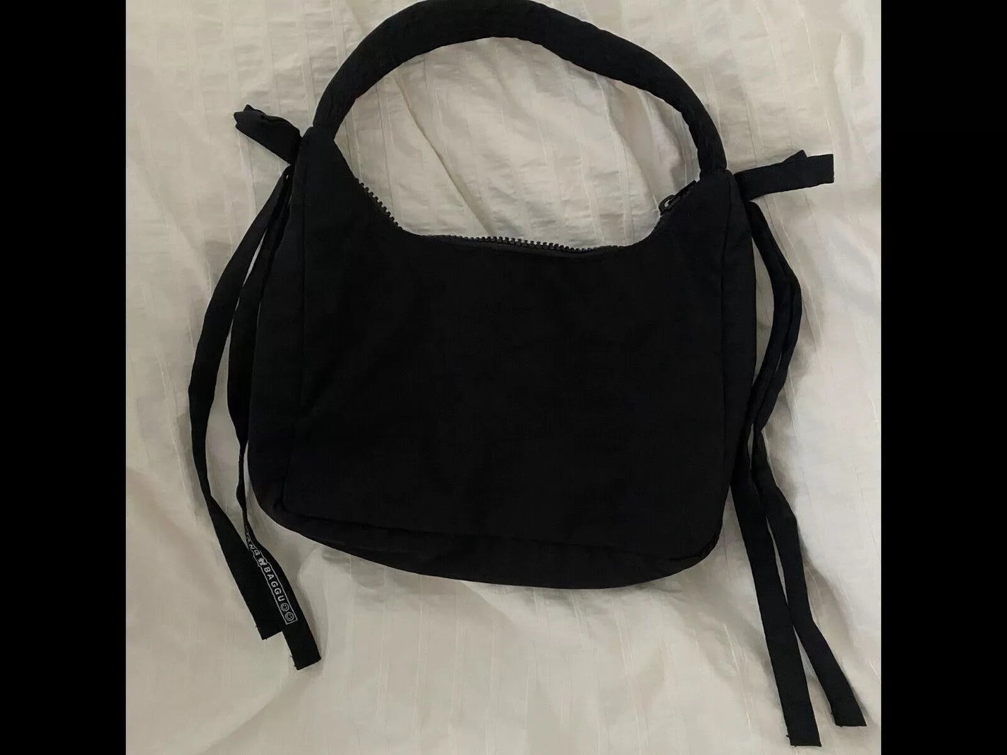 Baggu Bow Handbag Pure Color Underarm Nylon Versatile Women's Bag British Style Casual Zipper Closure Versatile for All