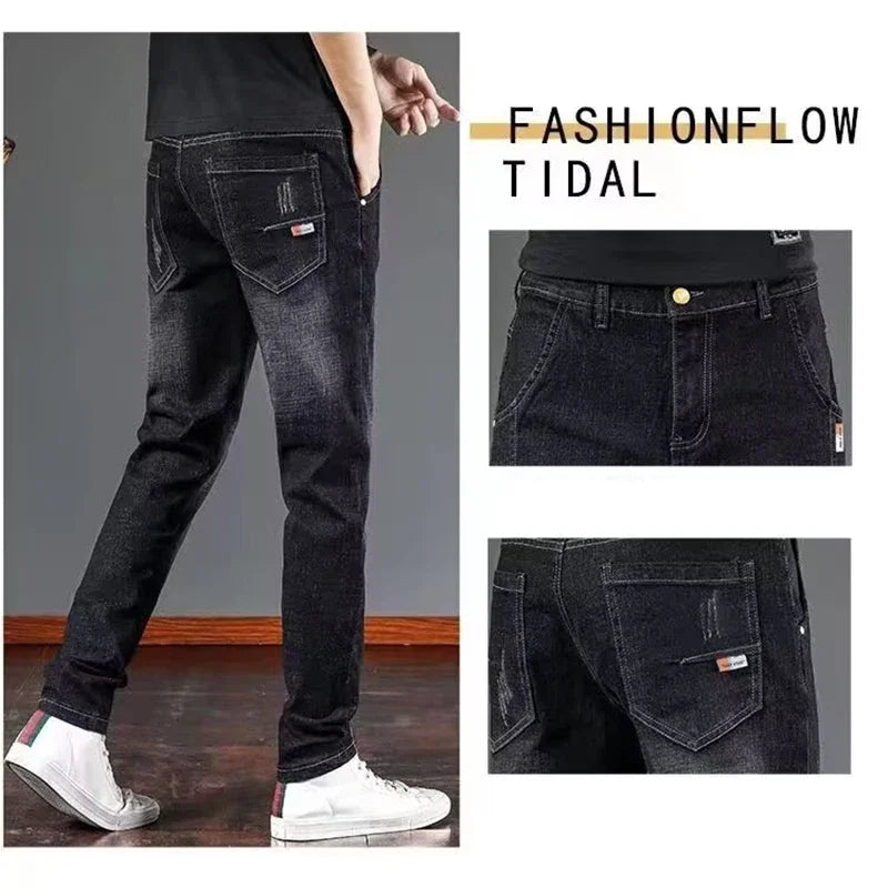Spring Autumn Men Daily Versatile Denim Pants Male Wear-resistant Retro Wash Denim Trousers New High Quality Brand Casual Jeans