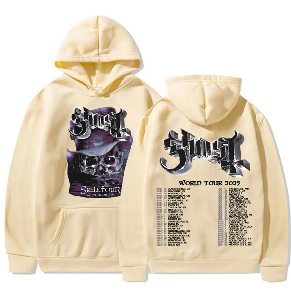Band Ghost Skeletour World Tour 2025 Merch Hoodie Men Women Fashion Hip Hop Cool Sweatshirt High Quality Hoodies Streetwear Tops