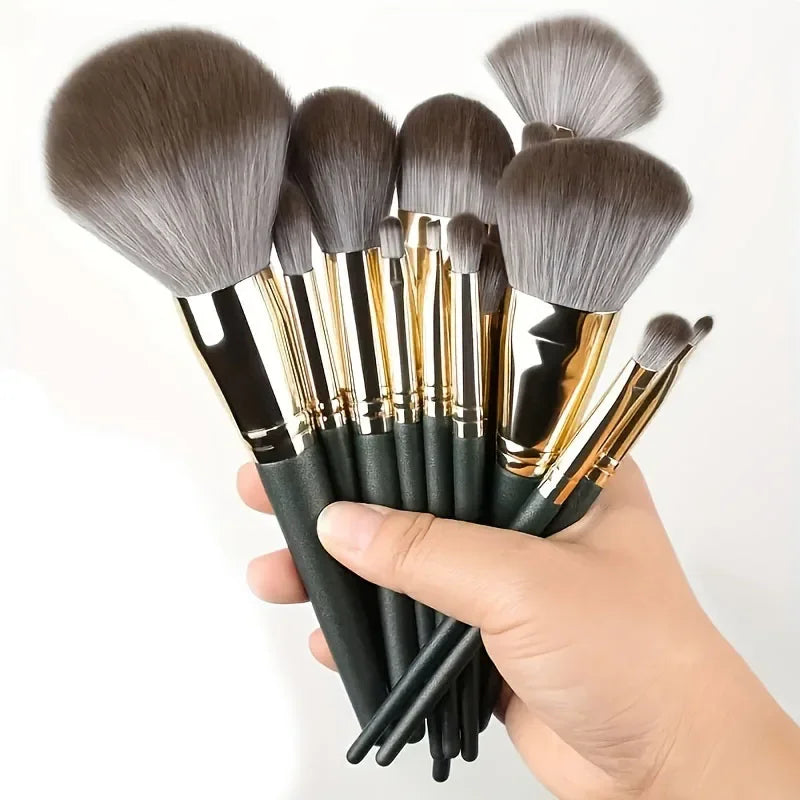 14PCS Vegan Makeup Brush Set - Full Face & Eye Kit with Soft Silk Bristles, Cruelty-Free for Beginners & Pros (Gift Ready)