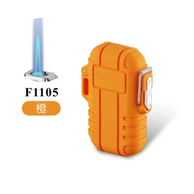 Outdoor Waterproof Lighter with Lanyard Portable Blue Flame Jet Lighter Butane Turbo Cigar Lighter Camping Wading Men's Gadgets