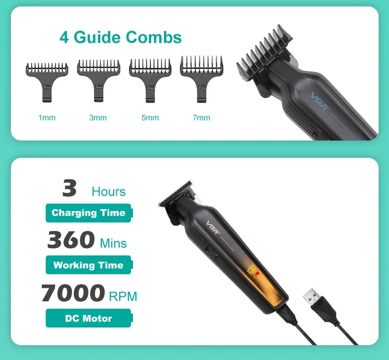 VGR Hair Trimmer Professional Beard Hair Clipper Rechargeable Hair Cutting Machine Electric Trimer for Men V-930