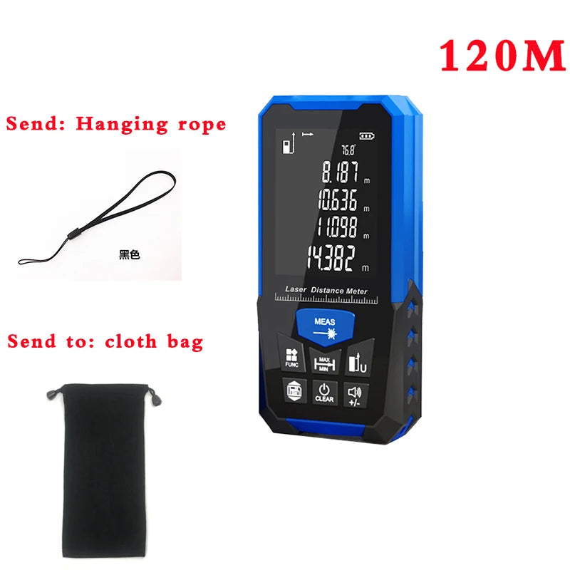 Laser Rangefinder Tape Measure Tool Distance Meter With Angle Function Bicolor Soft Adhesive  Measuring Distance 50/100 M