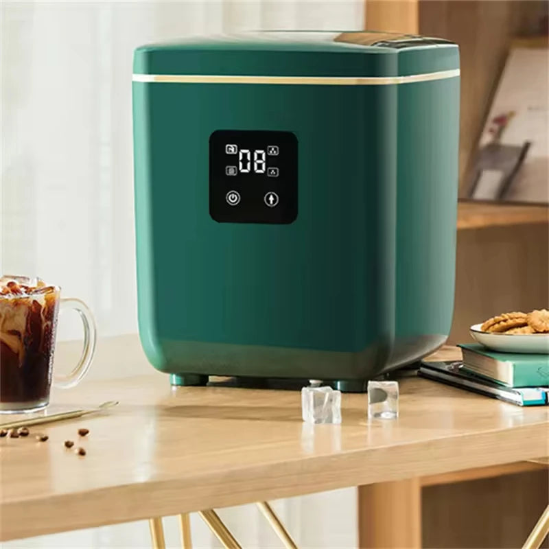 160W Mini Ice Maker - Automatic Home & Commercial Use, Fast Ice Making, Stainless Steel, Easy Clean, for Tea Shop & Bar