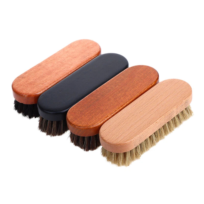 1PC Horse Hair Wood Shoe Brush for Leather Care, Dashboard Detailing and Polishing