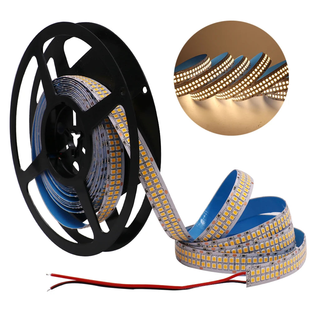 5M LED Strip Light 12V 24V 2835 LED Tape Double Row 480LEDs/m Super Bright Ribbon Diode Warm Natural Cold White Waterproof Lamp