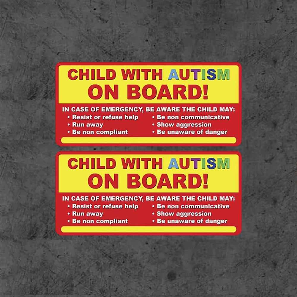 2Pack Child with Autism on board sticker decal autistic awareness vehicle bumper car 8x3.75inch