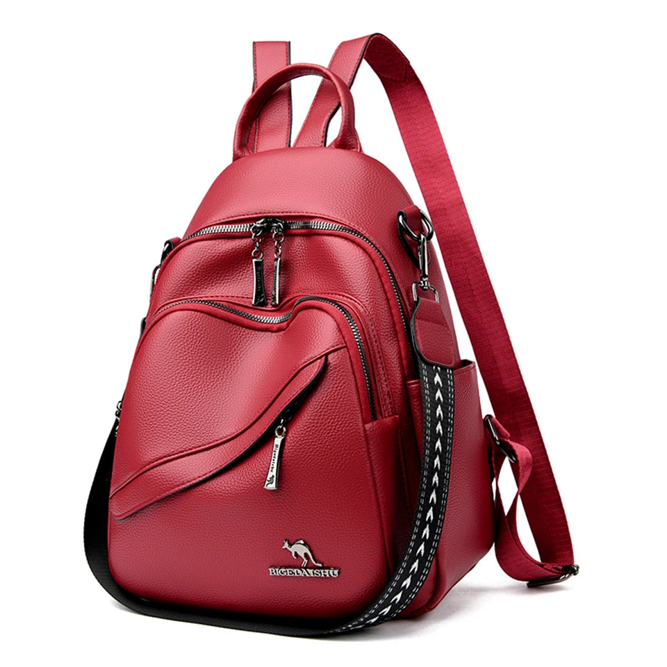 Fashion Backpacks Women Shoulder Bag Simple Rucksack Female Soft Leather Back Pack Ladies Travel Bag Large Capacity School Bags