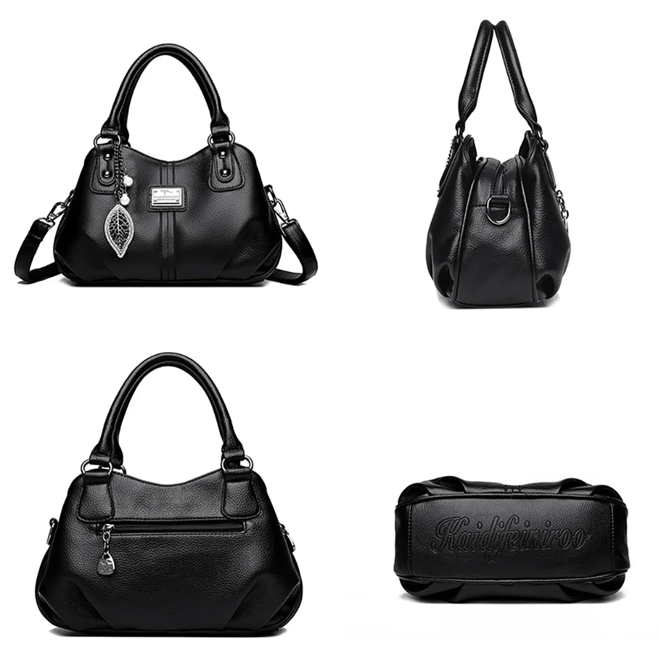 2024 New 3-layer Large Capacity Women Tote Bag Fashion Women's Trendy Shoulder Bags High Quality Soft Leather Female Handbag Sac