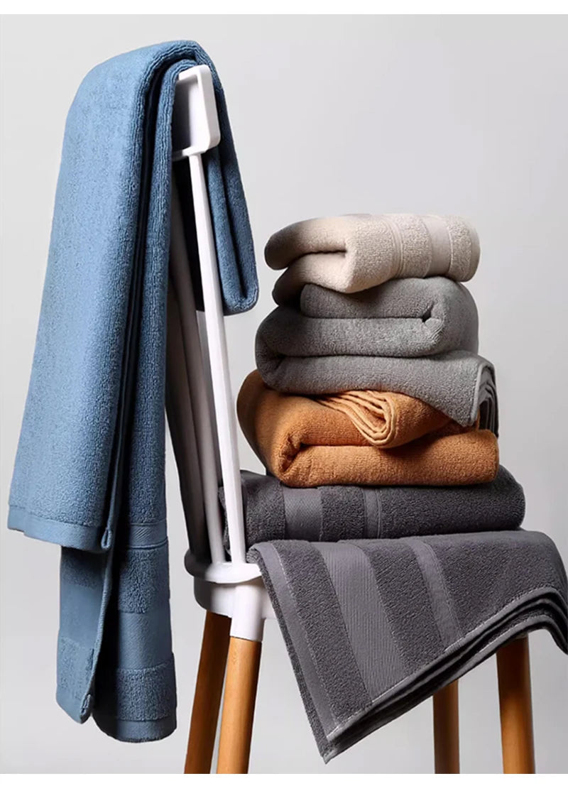 Battilo Cotton Bath Towel Soft Absorbent Face Hand Towels Luxury Hotel Spa Bathroom Towel Solid Beach Towel 2Pcs Bath Towel Set