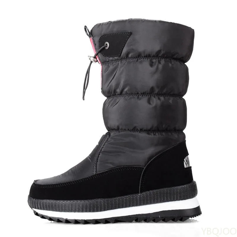 2025 Non Slip Waterproof Platform Snow Boot Casual Female White Shoes Winter Thick Women's Snow Boots Warm Plush Mid-calf Boots