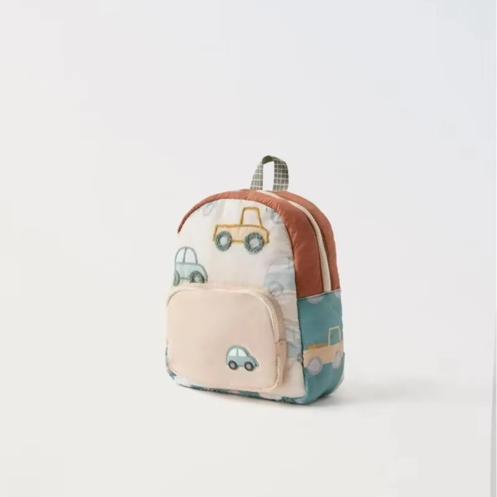 Cartoon Car Embroidery Children's School Backpack Kindergarten Multifunctional School Bags Boys and Girls Lightweight Backpack