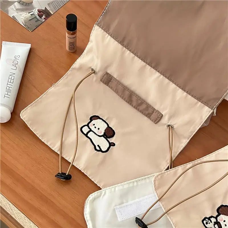 Women's Makeup Bags Cartoon Dog Cute Kawaii Large Capacity Portable Storage Bags Mesh Detachable Business Travel Washbags Girls