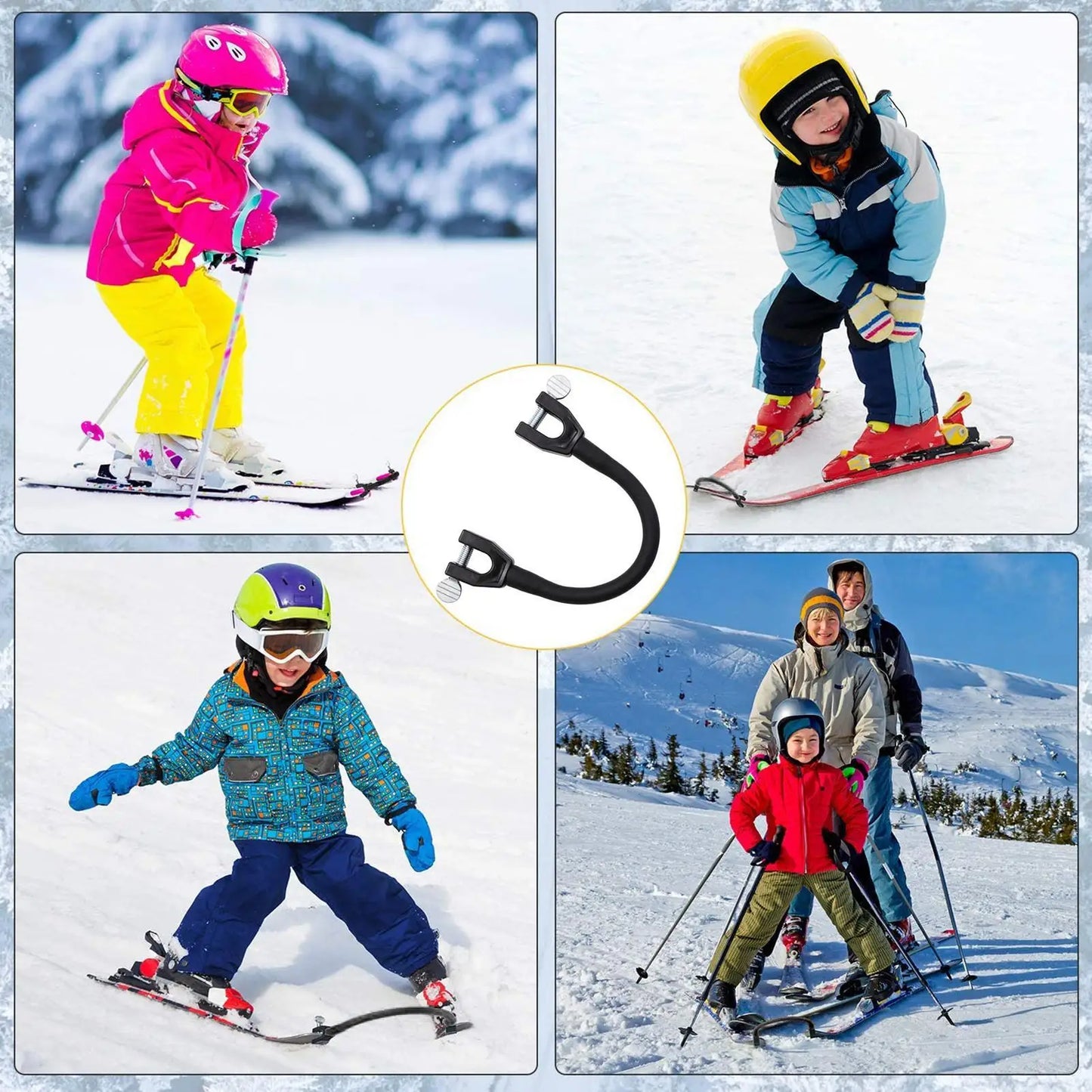 Snowboard Connector Stainless Steel Ski Trainer Easy Snow Ski Training Tools Ski Practice Aid for Beginners Kids Adults