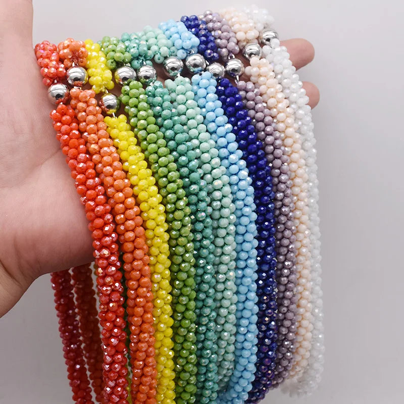 New Woven Bead Necklace Glass Beaded Bohemian Statement Necklace Bracelet Hair Accessory Set For Women Jewelry Gift