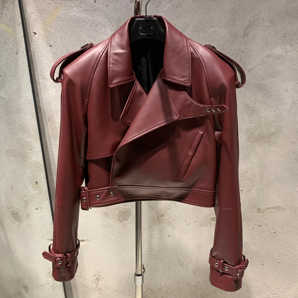 Suede Leather Jackets Women Winter Genuine Sheep Leather Coat Broad Shoulder and Paddad 23012