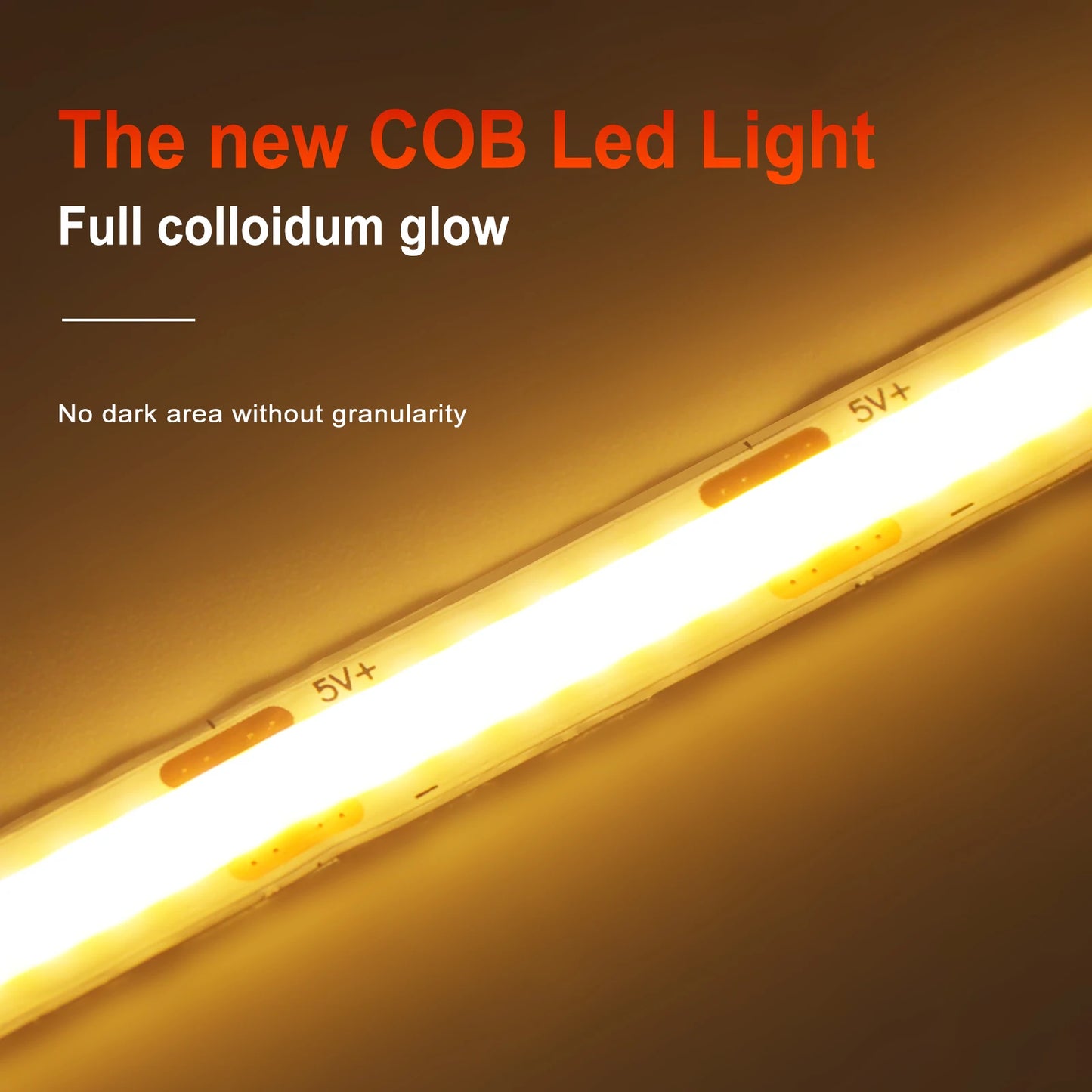 Dimmable COB LED Strip Light 5V USB Flexible LED Tape with ON OFF Switch 320LEDs High Density Linear Lighting with Adhesive Tape