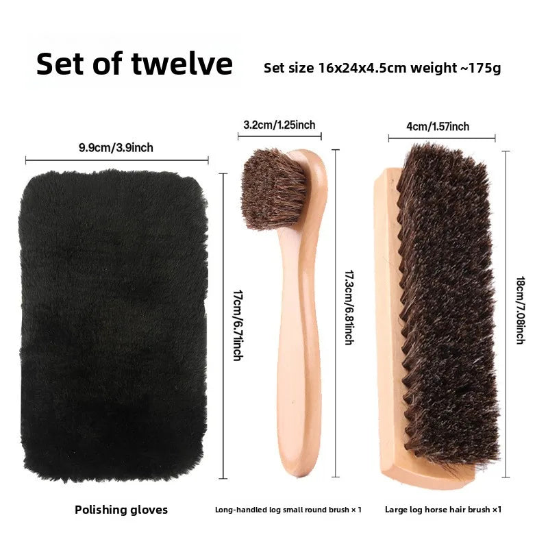 Horsehair Suede Polishing Brush Shoe Care Kit High Gloss Auto Seat Cleaner