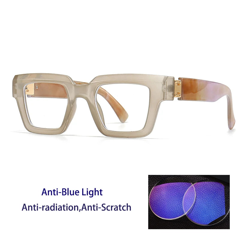 Brand Design Retro Reading Glasses for Man and Women Fashion Luxury Legs Large Size Square Presbyopic Eyewear Dioptric 0 to +6.0