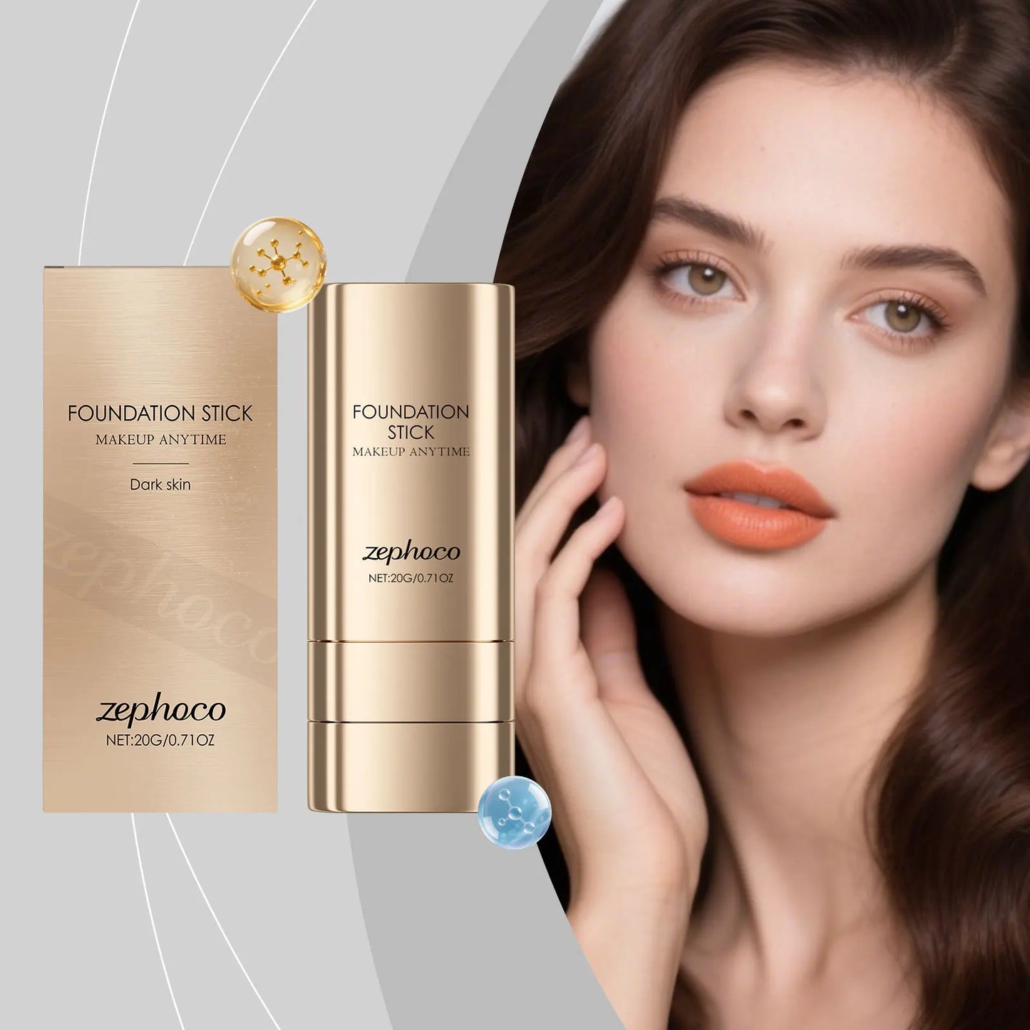 2-in-1 Foundation Stick for Uneven Skin Tone Lightweight and Adherent Moisturizing Natural Concealer Clear Matte Foundation