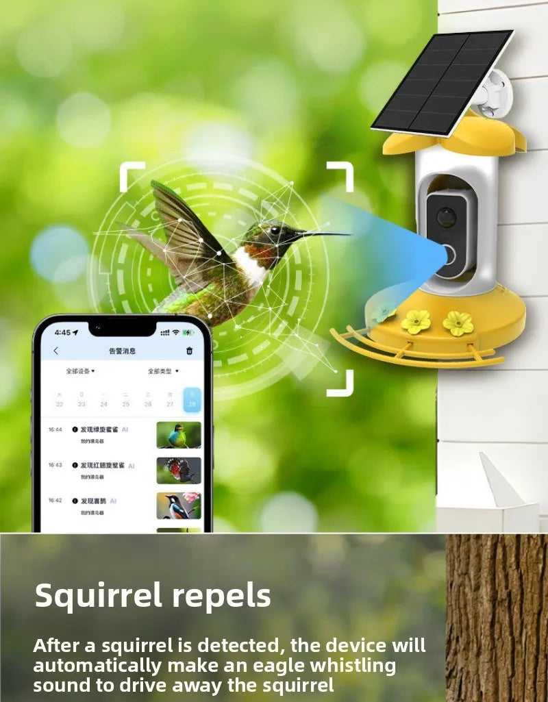 Intelligent Bird Feeder Camera Solar-powered Wide-angle High-definition  Outdoor Real-time Monitoring Pet Supplies Accessories