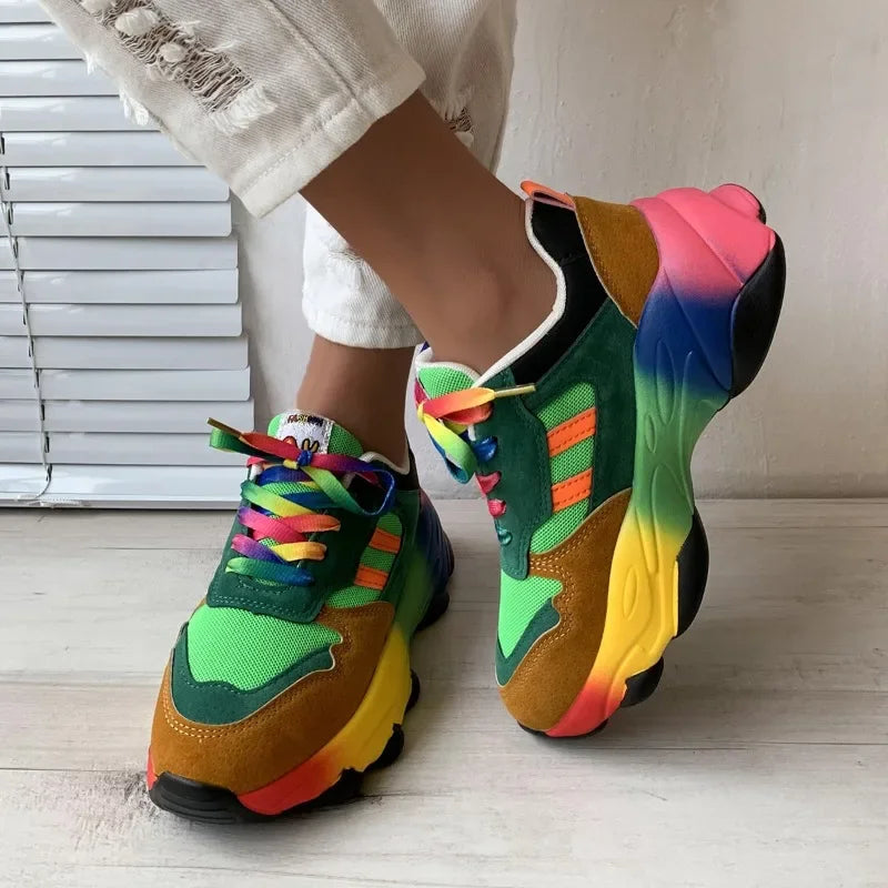 Women's Sneakers New Running Footwear Spring Autumn Outdoor Sports Shoes Multicolor Leisure Comfortable Frenulum Casual Tennis