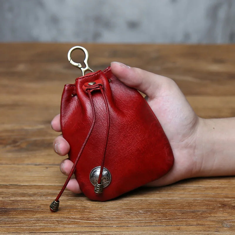 Genuine Leather Key Bag  First-layer Cowhide Coin Purse Simple Waist Bag Creative Lucky Bag Card Bag