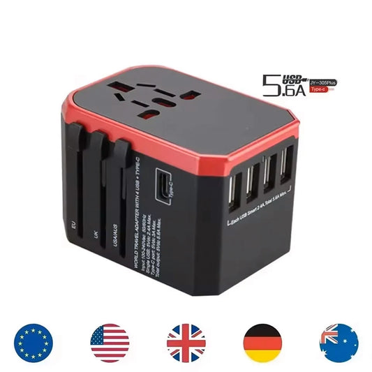 Travel Smart Adapter International Plug Adaptor Wall USB Type C Charger AC Power US EU UK AU for iPhone iPad Android Tablet