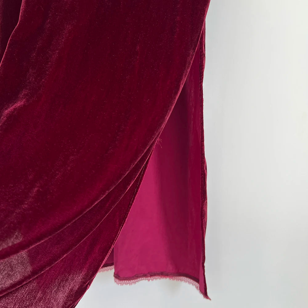Rowan 22T485 Solid Velvet Graphic Print Women Dress Summer V-Neck Sleeveless Lace Lady Long Skirt Casual Classic Dress 2026
