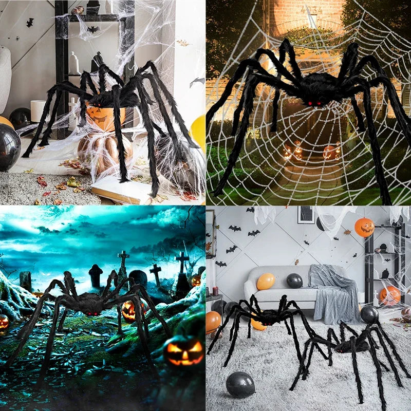 Halloween Plush Triangle Spider Decoration Giant Black Plush Spider Haunted House Prop Home Decor Yard Tricky Decor Props