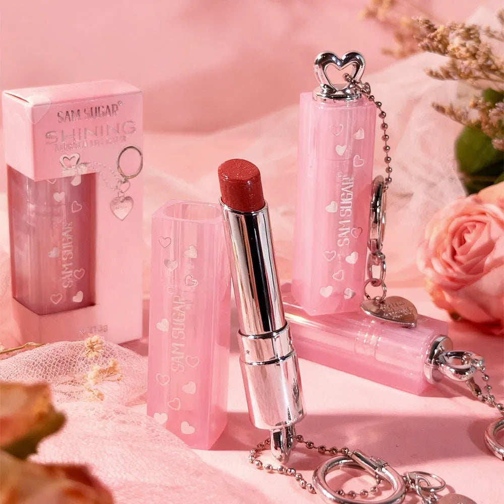 Pearl Love Pendant Sparkling Velvet Lipstick Metal Waterproof Long lasting Matte Diamond Lipgloss Women's Cosmetics