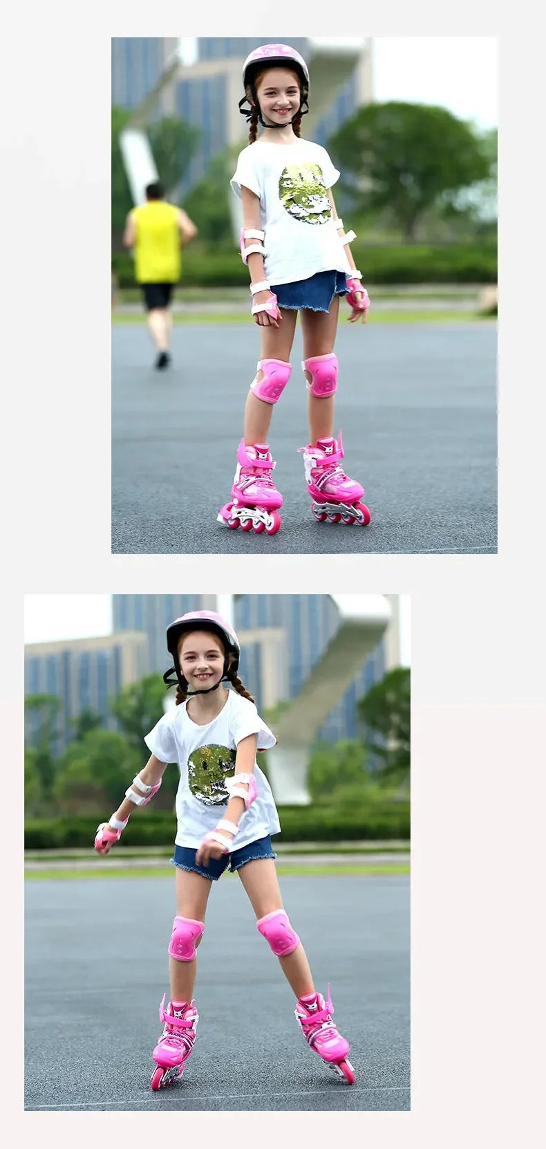 2025 Skating shoes, children's flash straight row roller skating shoes, roller skating shoes, adjustable for both men and women