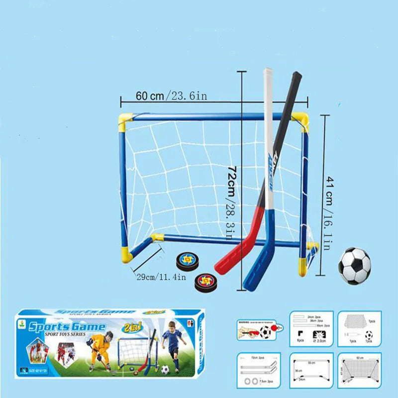 1 Set Hockey Soccer Goal Set 2-in-1 60CM Plastic Soccer Goal Indoor & Outdoor Sporting Goods