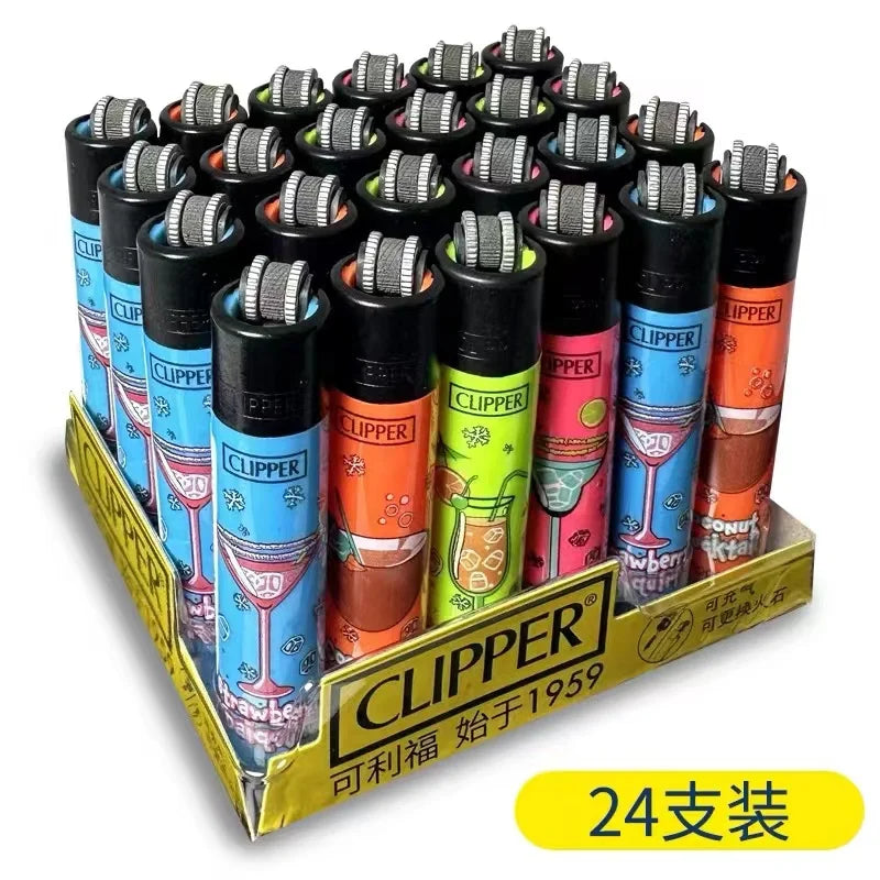Clipper Lighter Grinding Wheel Mini Lighter Butane Flashlight Lighter (24pcs) Men's Small Tools Cool Gift Cigarette Accessories