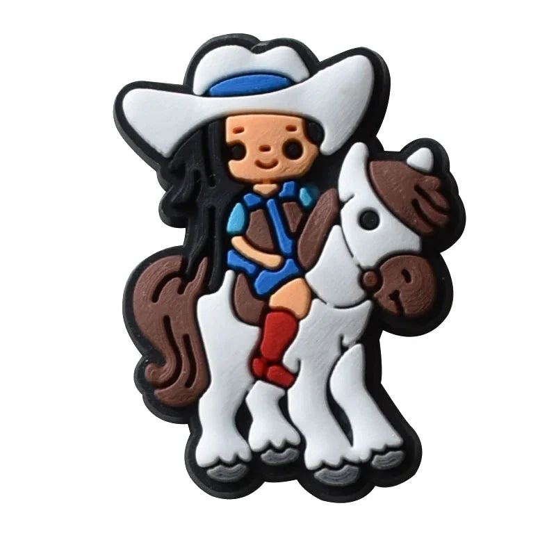 Horse Racing Shoe Charms for Crocs Sandals Women Clogs Pins Shoe Decorations Accessory Men Badges Girls Kids Shoes Accessories