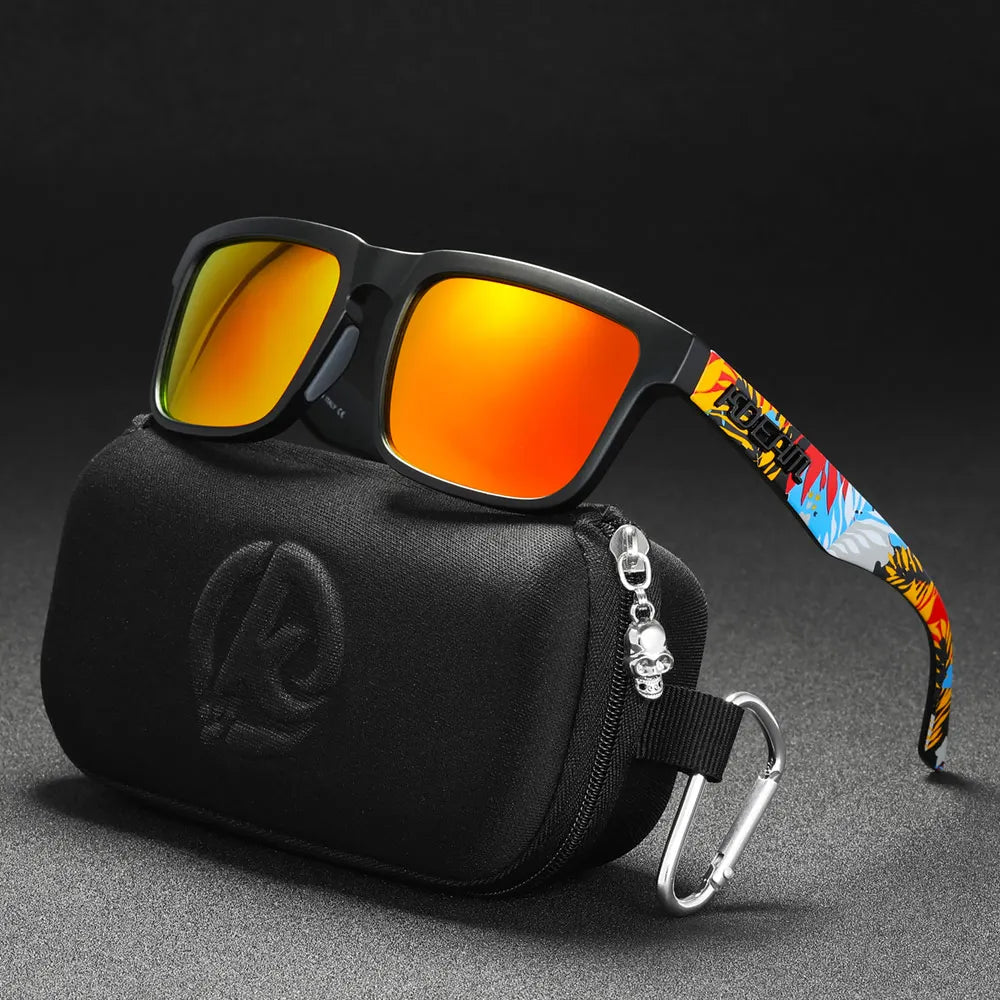 KDEAM Men's Polarized Sunglasses Square Casual Outdoors Sun Glasses Women Unisex Sunglass For Couple With Zipper Case
