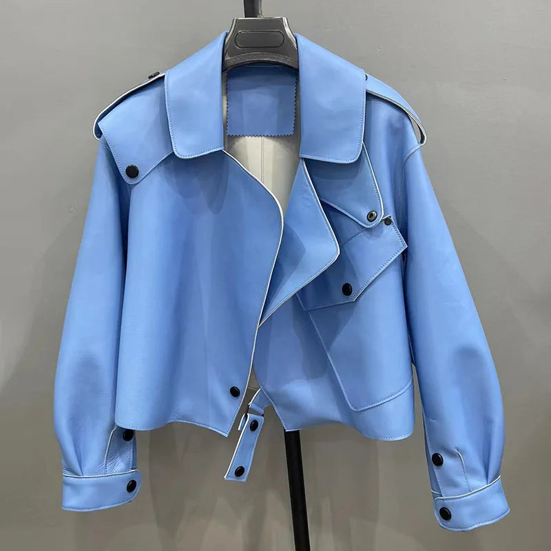 2025 26 Colours Women's Genuine Leather Jacket New Fashion Real Leather Coat Lady Autumn Winter Sheepskin Leather S7547