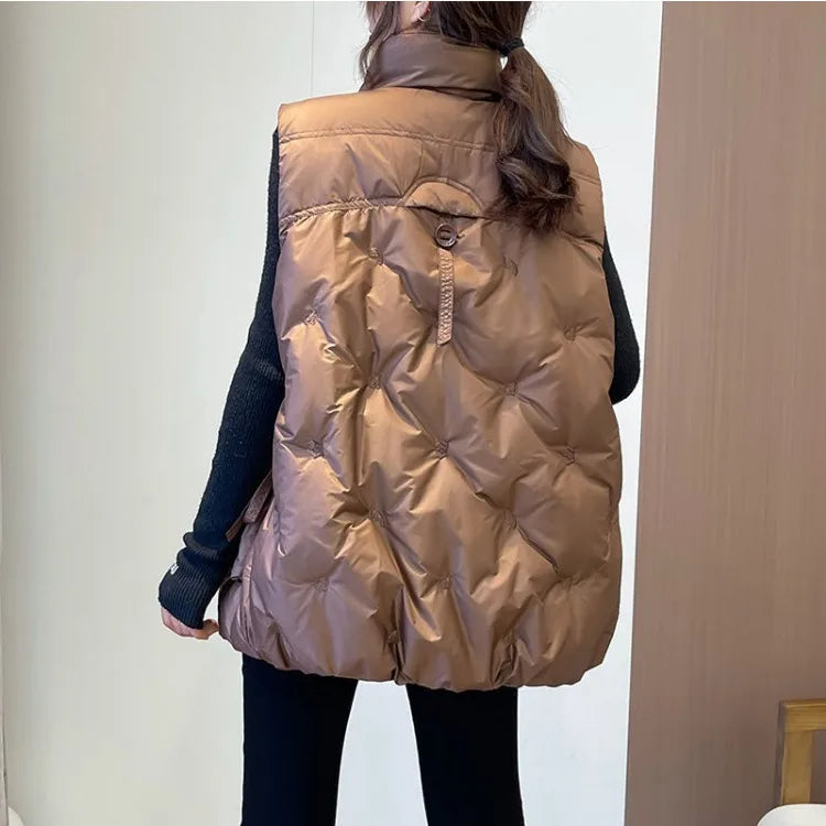 Winter Jackets Vests for Women 2025 Chalecos Para Mujer Plus Size Fashion Casual Korean Style Padded Parkas Pockets Long Coats