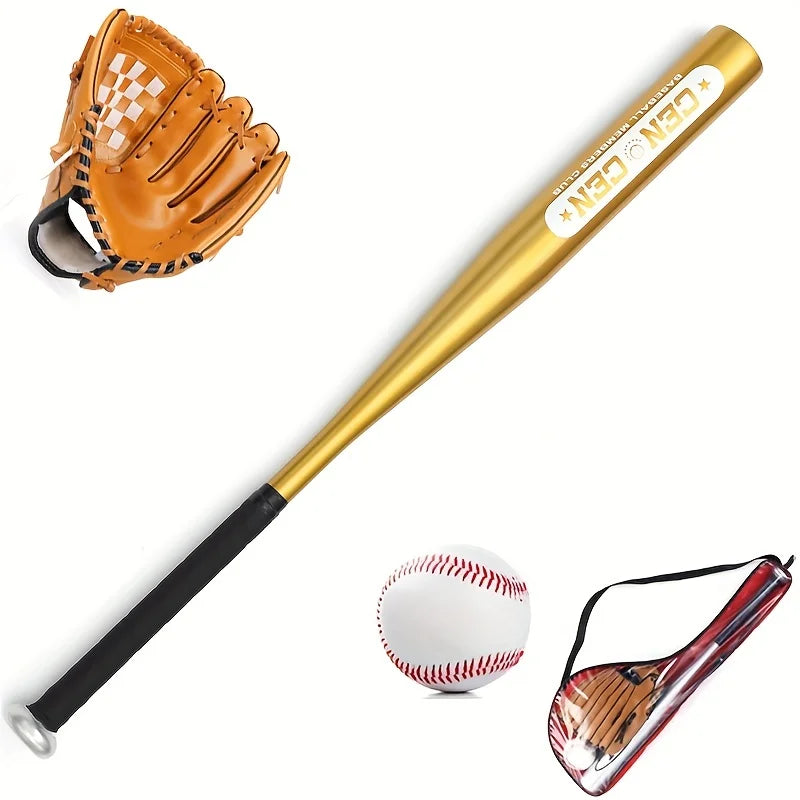 Baseball Balls Set 63.5cm Aluminum Alloy Baseball Bat PVC Baseball Glove Baseball Kit for Beginners Games and Batting Practice