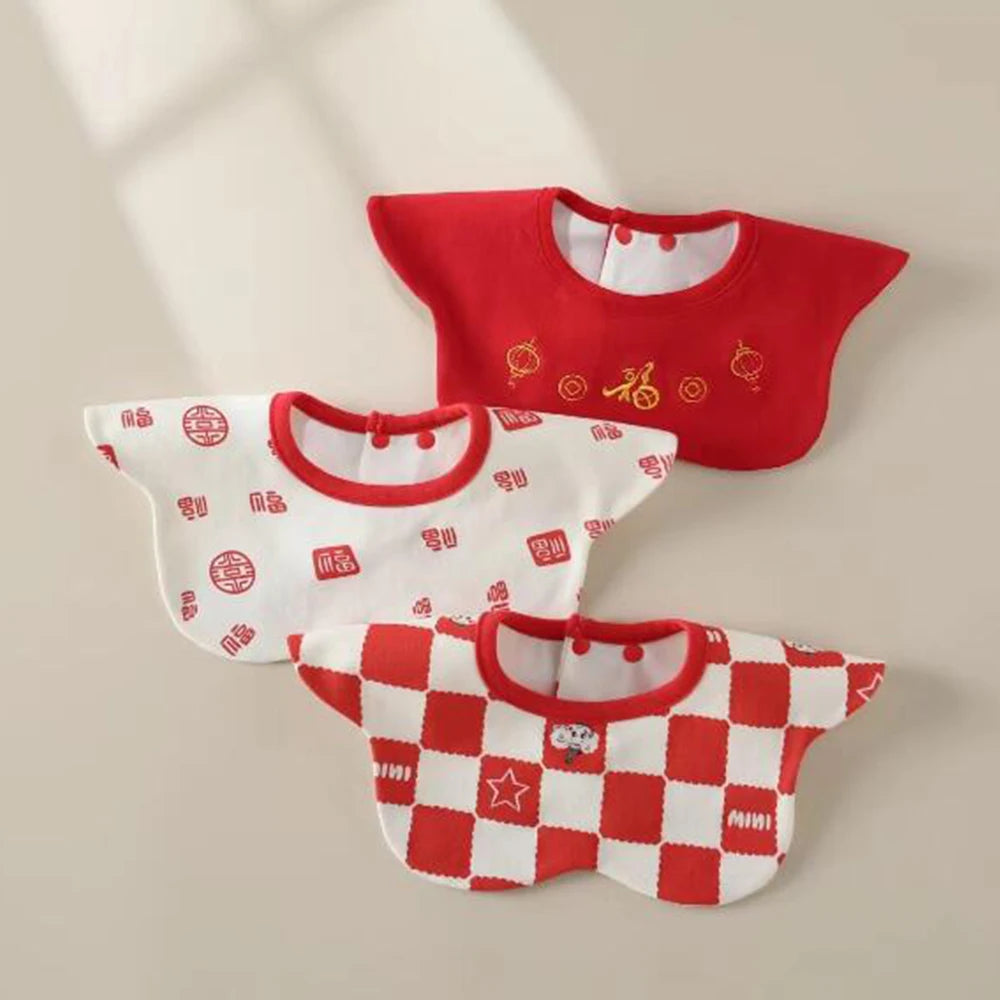 Baby Girl Bibs Waterproof Round Neck Infant Feeding Burp Cloth Saliva Towel Newborn Drool Bibs 3 Pieces